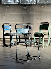 9 Metal Stacking Chairs