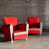 Pair of 1950s French Club Moustache Armchairs