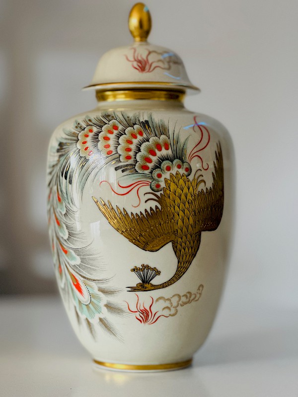 Bavarian Cloisonné Vase with Phoenix Design