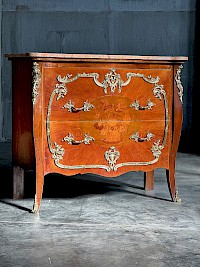 Louis XV Style Commode with Marquetry and Gilt Bronze Mounts