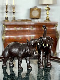 vintage leather hippo & elephant