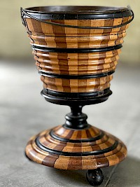 Tricolor carved wooden coal-bucket