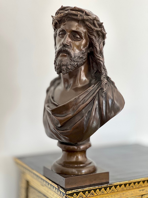 Bronze Bust of Jesus Christ by Jean R. Bulio 1874