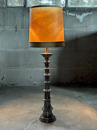 Emperor Floor lamp in stainless steel with pig's bladder shade