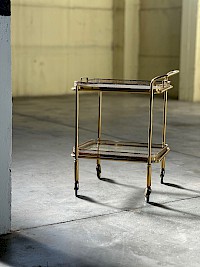 Maison Jansen Brass and Crystal Bar Cart