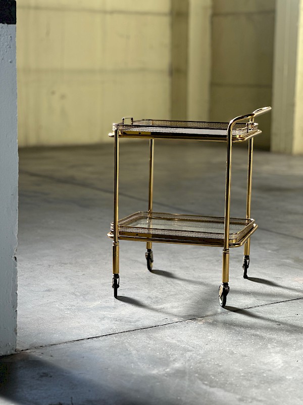 Maison Jansen Brass and Crystal Bar Cart