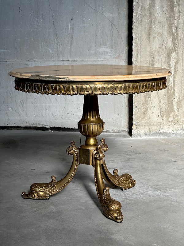 French Empire Style Brass Onyx Top Coffee Table