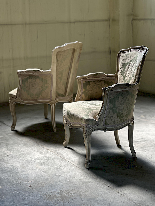 Pair of Louis XV style Bergère chairs
