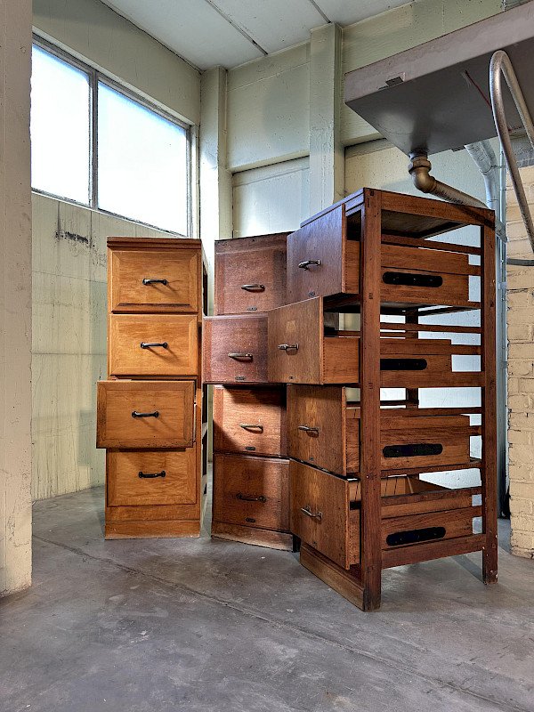 Vintage wooden file cabinets