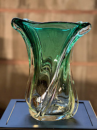 1960s Val St. Lambert handblown crystal "Wave" vase