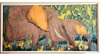Large framed print "Elephants" by Walasse Ting