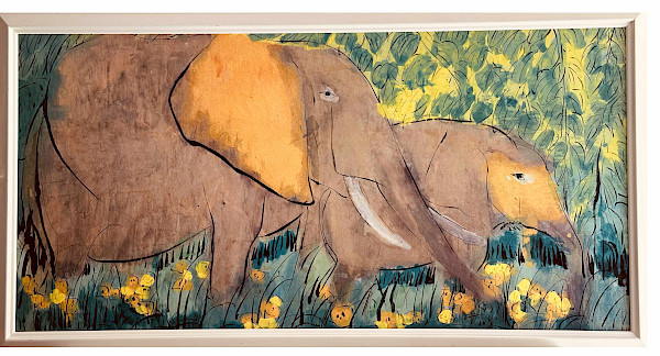 Large framed print "Elephants" by Walasse Ting